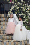 Long Sleeves Tulle Scoop Flower Girl Dresses With Bowknot And Lace Rjerdress