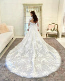 Long Sleeves Tulle Wedding Dresses Appliques High Neck Rjerdress
