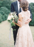 Long Tulle Vintage Romantic Unique A-Line Appliques Wedding Dresses Rjerdress