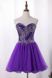 Lovely A Line Sweetheart Hoco Dresses With Rhinestones Short/Mini