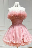 Lovely Cute Strapless Pleated Ruffles Short Homecoming Dress Rjerdress