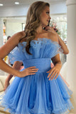 Lovely Cute Strapless Pleated Ruffles Short Homecoming Dress Rjerdress
