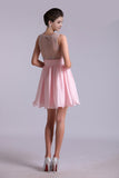 Lovely Homecoming Dresses A Line Scoop Chiffon Short/Mini Rjerdress