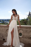 Lovely Lace Appliques Long Chiffon Beach Wedding Dresses Rjerdress