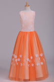 Lovely New Ball Gown Flower Girl Dresses Scoop Ankle Length Tulle Rjerdress