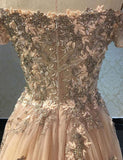 Luxurious A Line Off The Shoulder Evening Dress Long Prom Dress with Appliques RJS565 Rjerdress