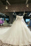 Luxurious Bridal Dresses Off The Shoulder A Line With Beading Two-Meter Royal Train