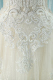 Luxurious Scoop Bridal Dresses A Line Tulle With Appliques And Beading Royal Train Rjerdress