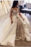 Luxury Wedding Dresses A-Line Scoop  Cathedral Train Satin  And Tulle With Applique Rjerdress