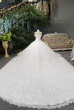 Marvelous Bridal Dresses Lace Up Off The Shoulder With Appliques And Crystals Royal Train Rjerdress