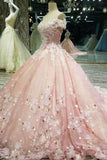 Marvelous Off The Shoulder Bridal Dresses Tulle With  Crystals Appliques Lace Up A-Line Rjerdress