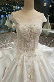 Marvelous Satin High Quality Floral Bridal Dresses Lace Up Scoop Neck With Appliques Rjerdress