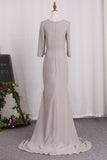 Mermaid 3/4 Length Sleeves Mother Of The Bride Dresses Chiffon Scoop With Sash Rjerdress