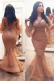 Mermaid 3/4 Sleeves Off the Shoulder Beads Brown Lace up Plus Size Prom Dresses RJS164 Rjerdress