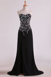 Mermaid Beaded Bodice Chiffon With Slit Party Dresses Sweep Train Rjerdress