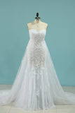 Mermaid Boat Neck Bridal Dresses With Applique Chapel Train Lace Rjerdress