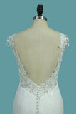 Mermaid Bridal Dresses Lace Straps With Applique Sweep Train Sexy Open Back Rjerdress