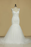 Mermaid Bridal Dresses Straps Tulle Court Train With Applique Rjerdress