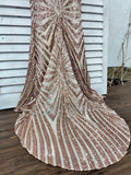 Mermaid Criss Cross Deep V Neck Gold Prom Dresses Sequins Long Prom Dresses RJS534 Rjerdress