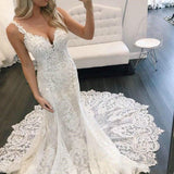 Mermaid Lace Applique Sweetheart Wedding Dresses Long Wedding Dresses