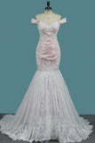 Mermaid Lace Off The Shoulder Bridal Dresses With Applique Sweep Train