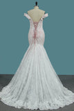 Mermaid Lace Off The Shoulder Bridal Dresses With Applique Sweep Train Rjerdress