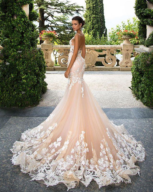Sweetheart Long Mermaid Blush Pink Wedding Dresses, Organza Wedding Dr –  ClaireBridal