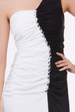 Mermaid Long Black and White Floor Length One Shoulder Beads Ruffles Formal Dresses RJS265 Rjerdress