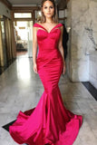 Mermaid Off The Shoulder Stretch Satin Prom Evening Dresses Sweep Train Rjerdress