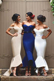 Mermaid Satin Off-the-Shoulder Sweetheart Backless High Low Bridesmaid Dress