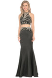Mermaid Satin Scoop Formal Dresses With Beads&Rhinestones Rjerdress