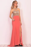 Mermaid Scoop Chiffon Formal Dresses With Beads And Slit Rjerdress