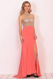 Mermaid Scoop Chiffon Formal Dresses With Beads And Slit Rjerdress