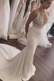 Mermaid Scoop Satin With Appliques Wedding Dresses Court Train Rjerdress