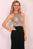 Mermaid Scoop Spandex Formal Dresses With Beads&Rhinestones Rjerdress