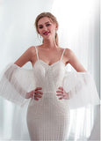 Mermaid Spaghetti Straps Cold Shoulder Wedding Dresses Rjerdress