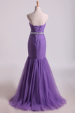 Mermaid Sweetheart Floor Length Party Dresses With Ruffles And Beading Tulle Rjerdress