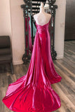 Mermaid Sweetheart Satin Split Prom Dresses with Attached Train Rjerdress