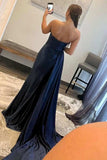 Mermaid Sweetheart Satin Split Prom Dresses with Attached Train Rjerdress
