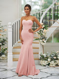 Mermaid Sweetheart Sexy Wedding Party Dresses Strapless Long Bridesmaid Dresses BD1018 Rjerdress