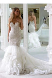 Mermaid Sweetheart Wedding Dresses with Beading Bride Gowns