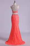 Mermaid/Trumpet Party  Dresses Two Pieces Scoop Lace With Beading Rjerdress