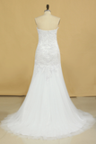 Mermaid/Trumpet Tulle Sweetheart Wedding Dresses With Applique Rjerdress