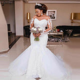 Mermaid/Trumpet Wedding Dresses Long Sleeves Tulle With Applique And Beads Rjerdress