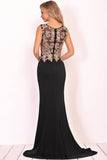 Mermaid V Neck Spandex With Applique Sweep Train Formal Dresses Rjerdress