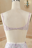 Mermaid/Trumpet V Neck Sleeveless Floor-Length Lilac Sequin Prom Dresses