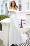 Minimalist  Satin Elegant A-Line Off The Shoulder Wedding Dresses