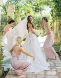 Mismatched Sheath Silk Blush Long Bridesmaid Dress Rjerdress