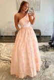 Modern A Line One Shoulder Pink Polyester Prom Dress With 3D Butterfly