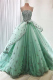 Modest Ball Gown Lace Up Princess Prom Dresses Quinceanera Dresses Rjerdress